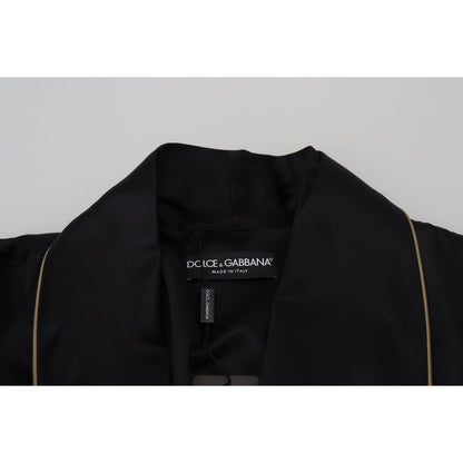 Dolce & Gabbana Black 100% Silk Robe Coat Wrap Jacket Dolce & Gabbana