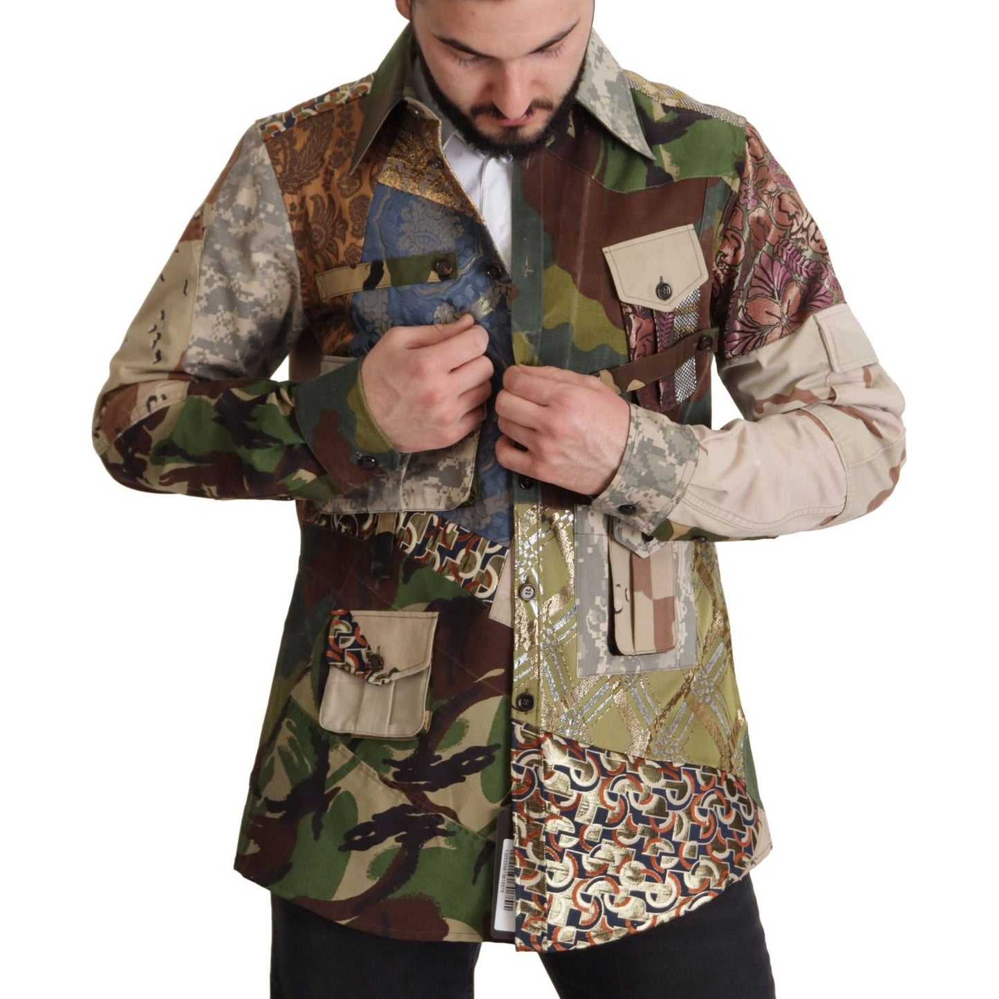 Dolce & Gabbana Multicolor Button Down Patchwork Shirt Dolce & Gabbana