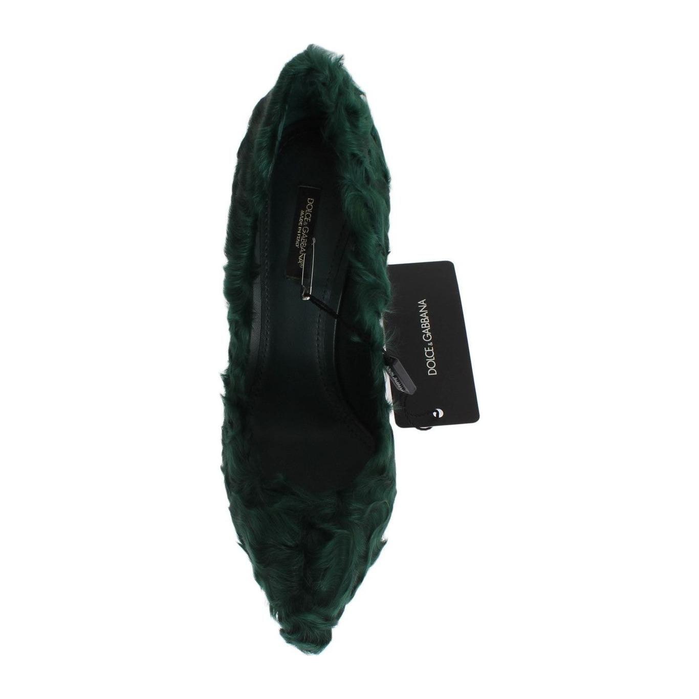 Dolce & Gabbana Green Xiangao Lamb Fur Leather Pumps Dolce & Gabbana