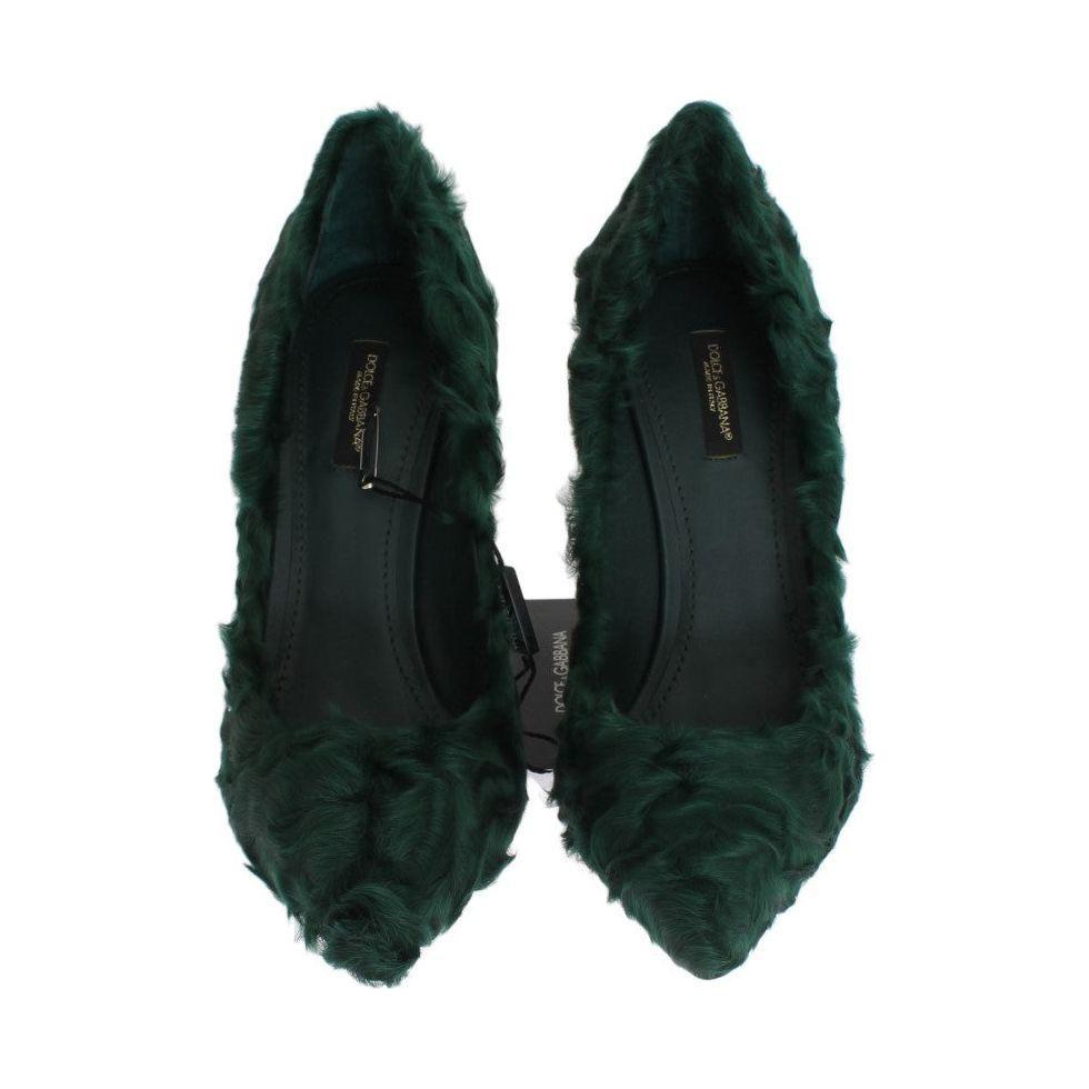 Dolce & Gabbana Green Xiangao Lamb Fur Leather Pumps Dolce & Gabbana