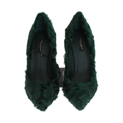 Dolce & Gabbana Green Xiangao Lamb Fur Leather Pumps Dolce & Gabbana