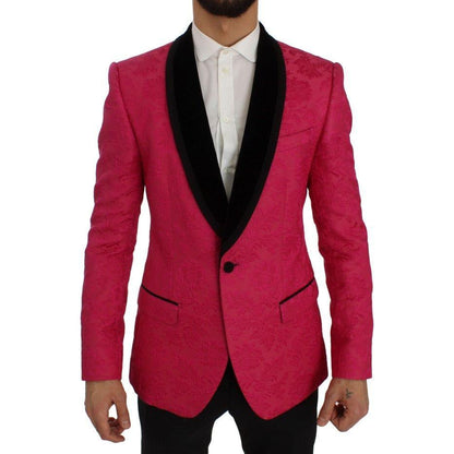 Dolce & Gabbana Pink Floral Brocade Slim Blazer Jacket Dolce & Gabbana