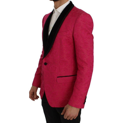 Dolce & Gabbana Pink Floral Brocade Slim Blazer Jacket Dolce & Gabbana