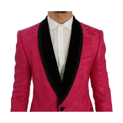 Dolce & Gabbana Pink Floral Brocade Slim Blazer Jacket Dolce & Gabbana