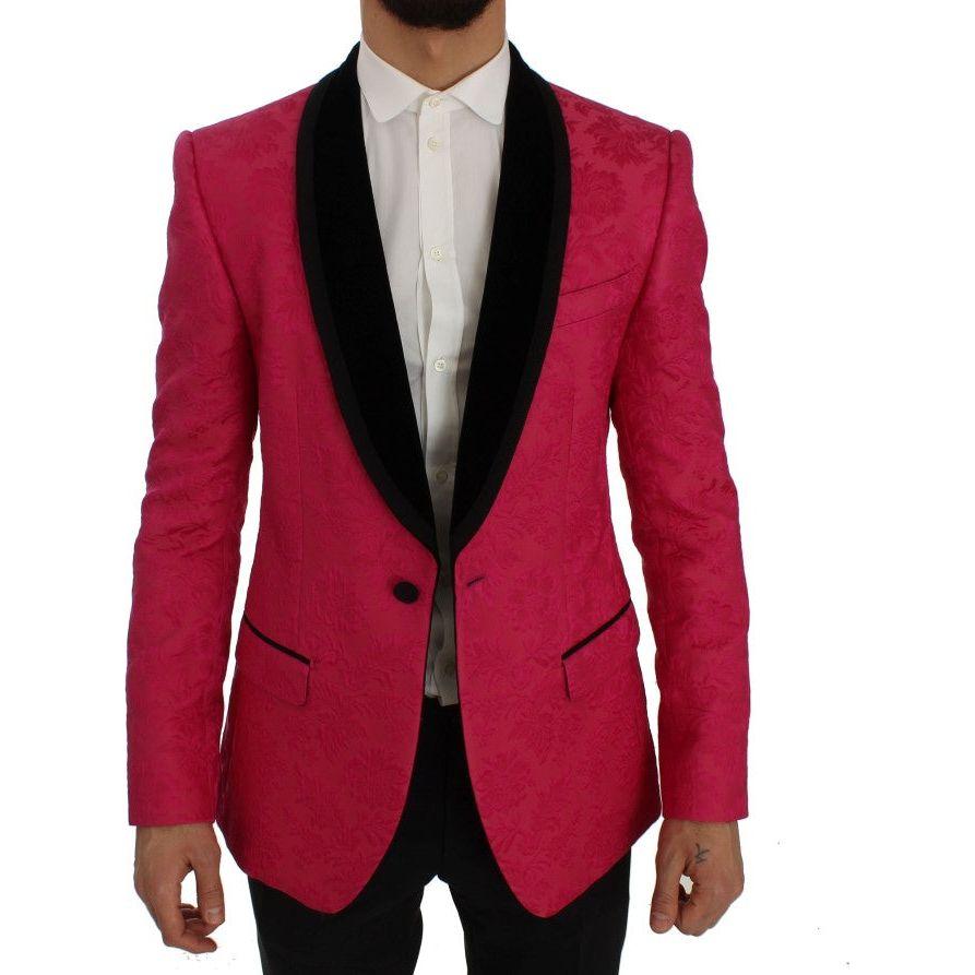 Dolce & Gabbana Pink Floral Brocade Slim Blazer Jacket Dolce & Gabbana