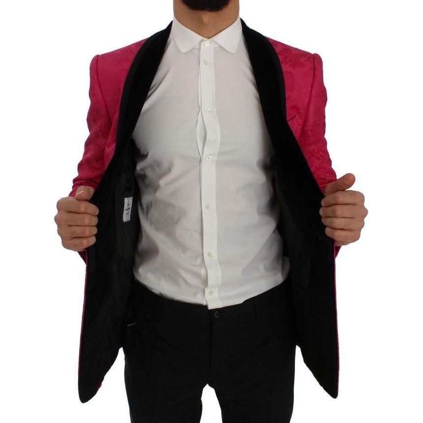 Dolce & Gabbana Pink Floral Brocade Slim Blazer Jacket Dolce & Gabbana