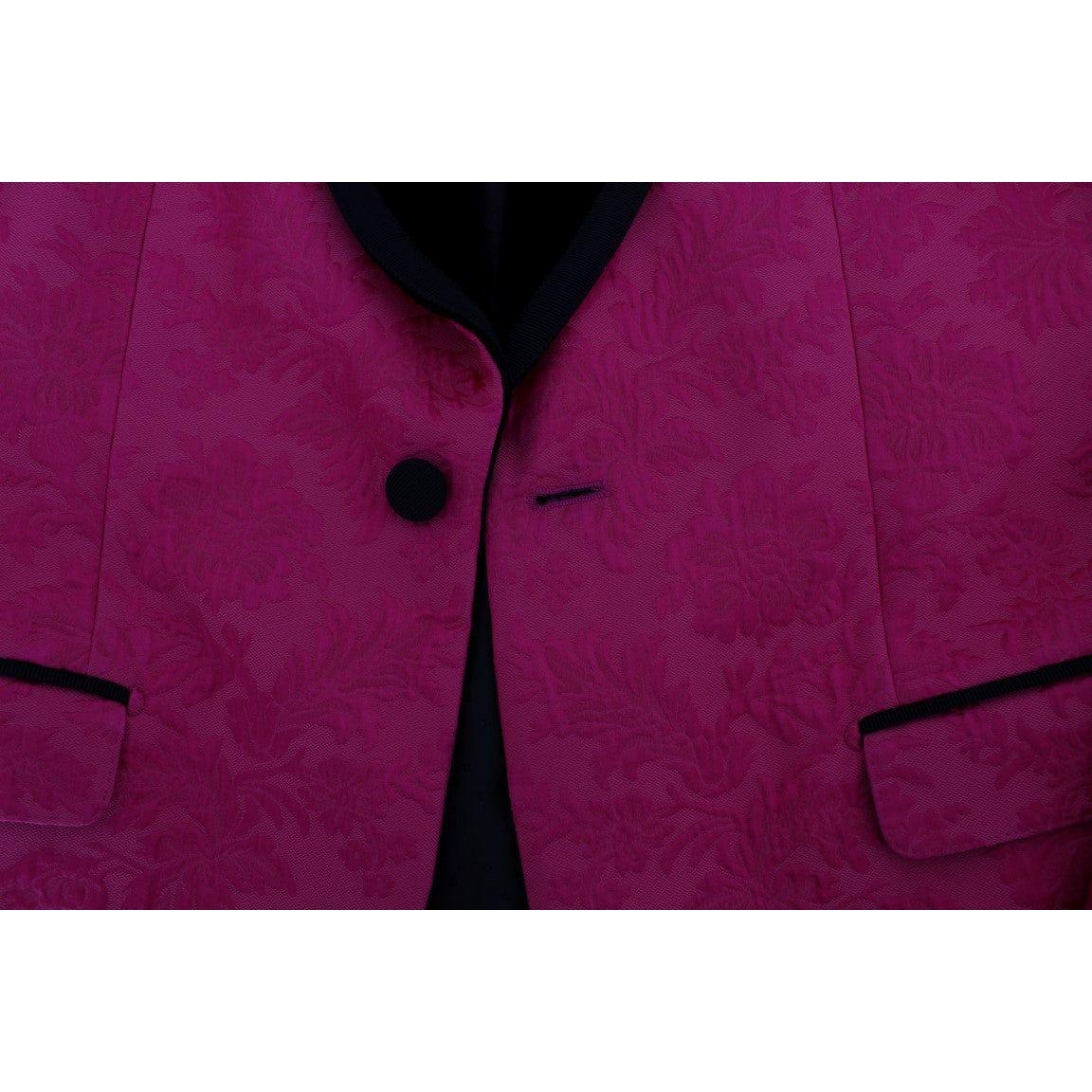 Dolce & Gabbana Pink Floral Brocade Slim Blazer Jacket Dolce & Gabbana