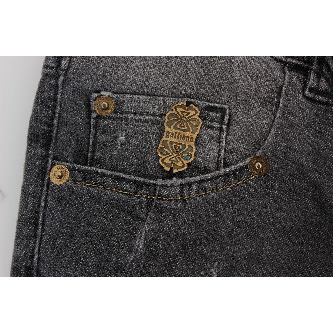 John Galliano Gray Wash Cotton Blend Slim Fit Stretch Jeans