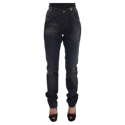 John Galliano Blue Wash Cotton Blend Boyfriend Fit Jeans John Galliano