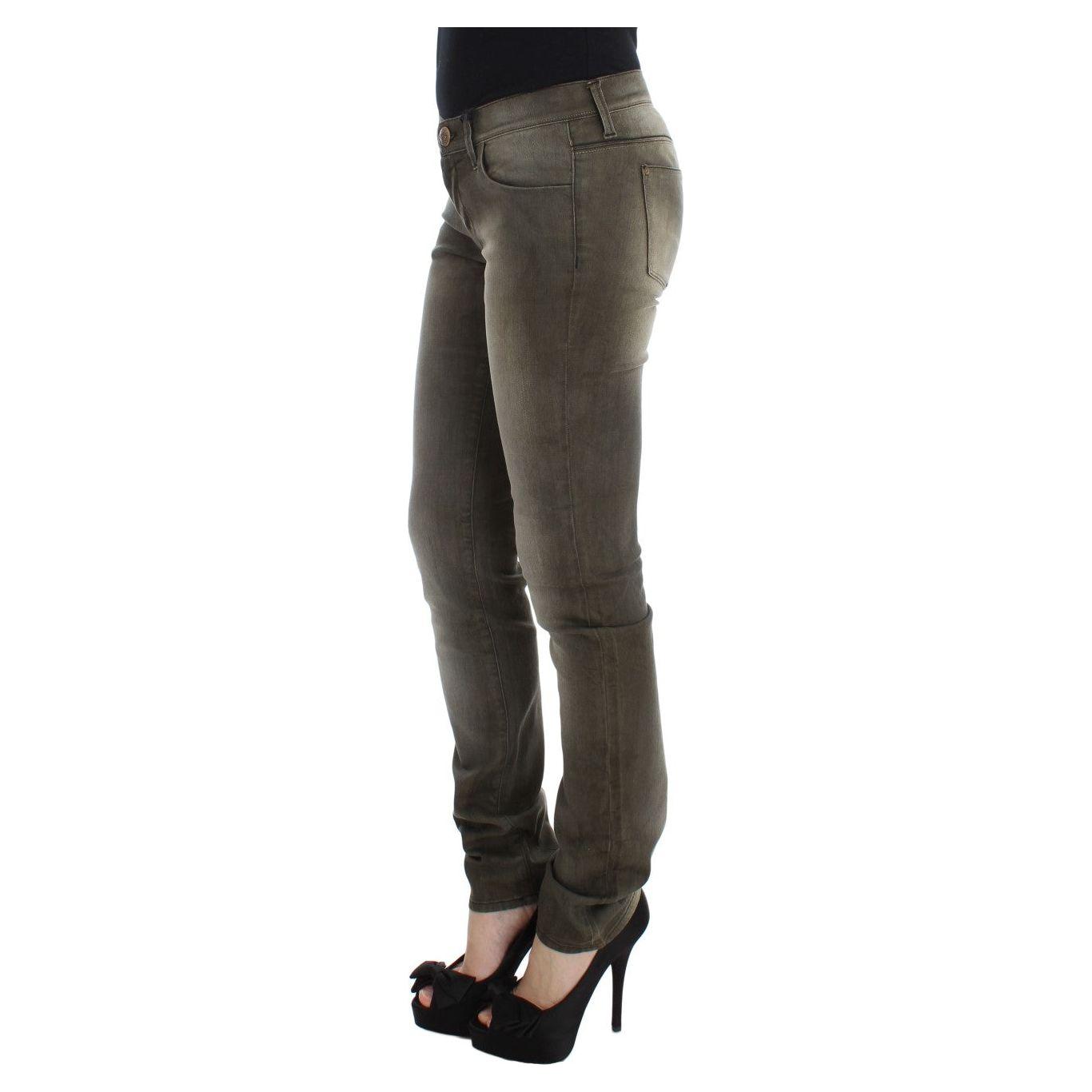 Ermanno Scervino Gray Wash Cotton Blend Slim Fit Jeans