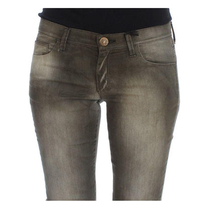Ermanno Scervino Gray Wash Cotton Blend Slim Fit Jeans