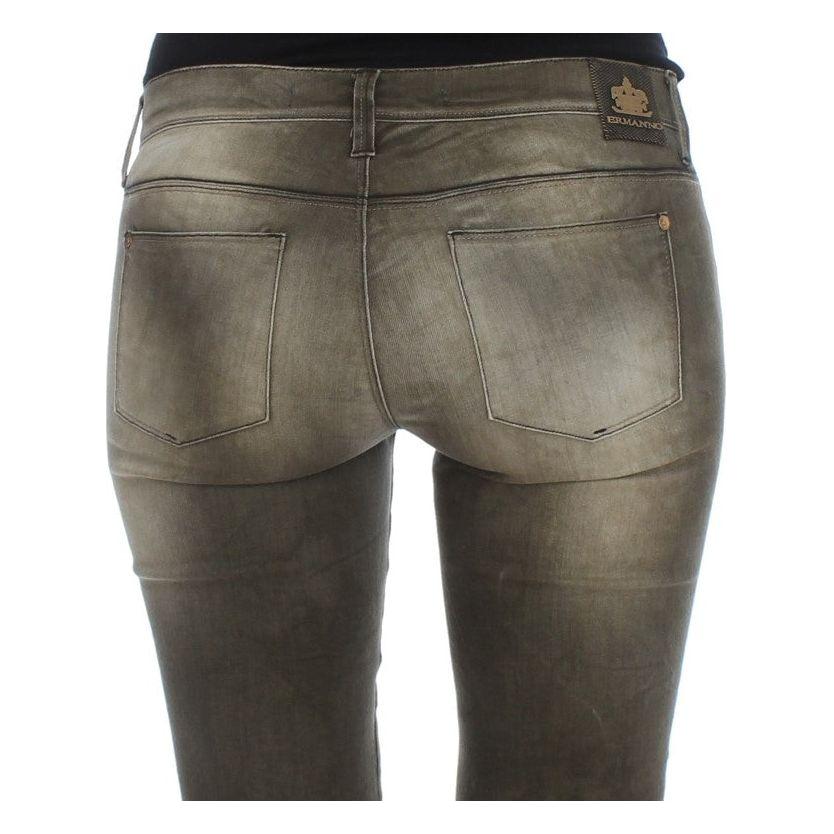 Ermanno Scervino Gray Wash Cotton Blend Slim Fit Jeans