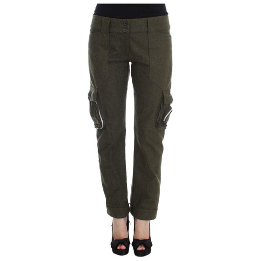 Ermanno Scervino Green Wool Blend Loose Fit Cargo Pants Ermanno Scervino