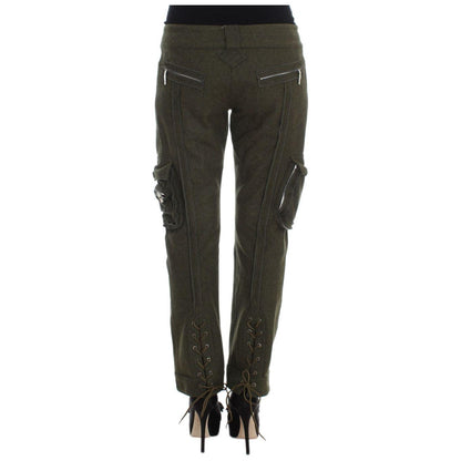 Ermanno Scervino Green Wool Blend Loose Fit Cargo Pants Ermanno Scervino