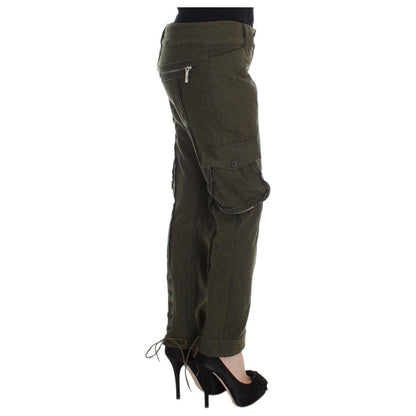 Ermanno Scervino Green Wool Blend Loose Fit Cargo Pants Ermanno Scervino