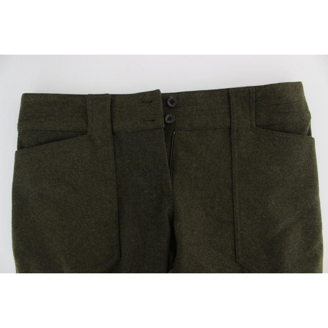 Ermanno Scervino Green Wool Blend Loose Fit Cargo Pants Ermanno Scervino