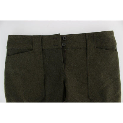 Ermanno Scervino Green Wool Blend Loose Fit Cargo Pants Ermanno Scervino