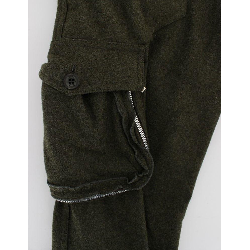 Ermanno Scervino Green Wool Blend Loose Fit Cargo Pants Ermanno Scervino
