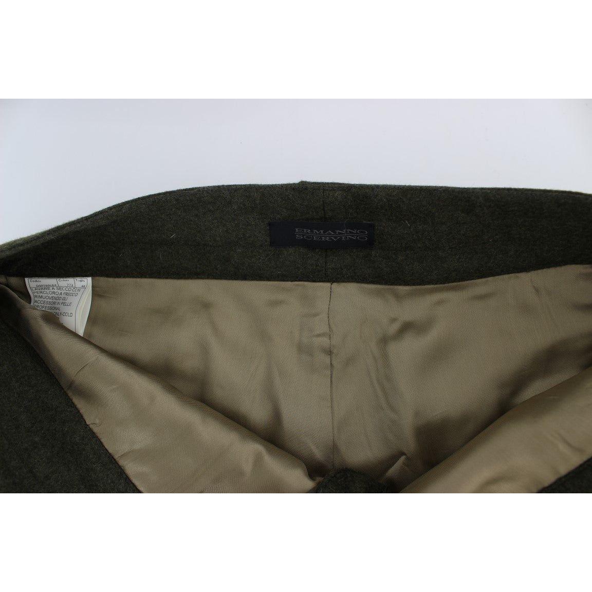 Ermanno Scervino Green Wool Blend Loose Fit Cargo Pants Ermanno Scervino