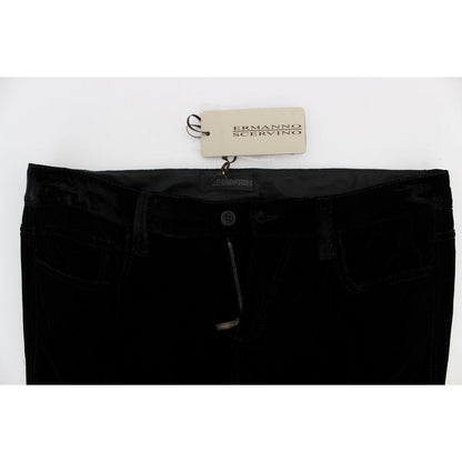 Ermanno Scervino Black Viscose Blend Velvet Slim Fit Pants Ermanno Scervino