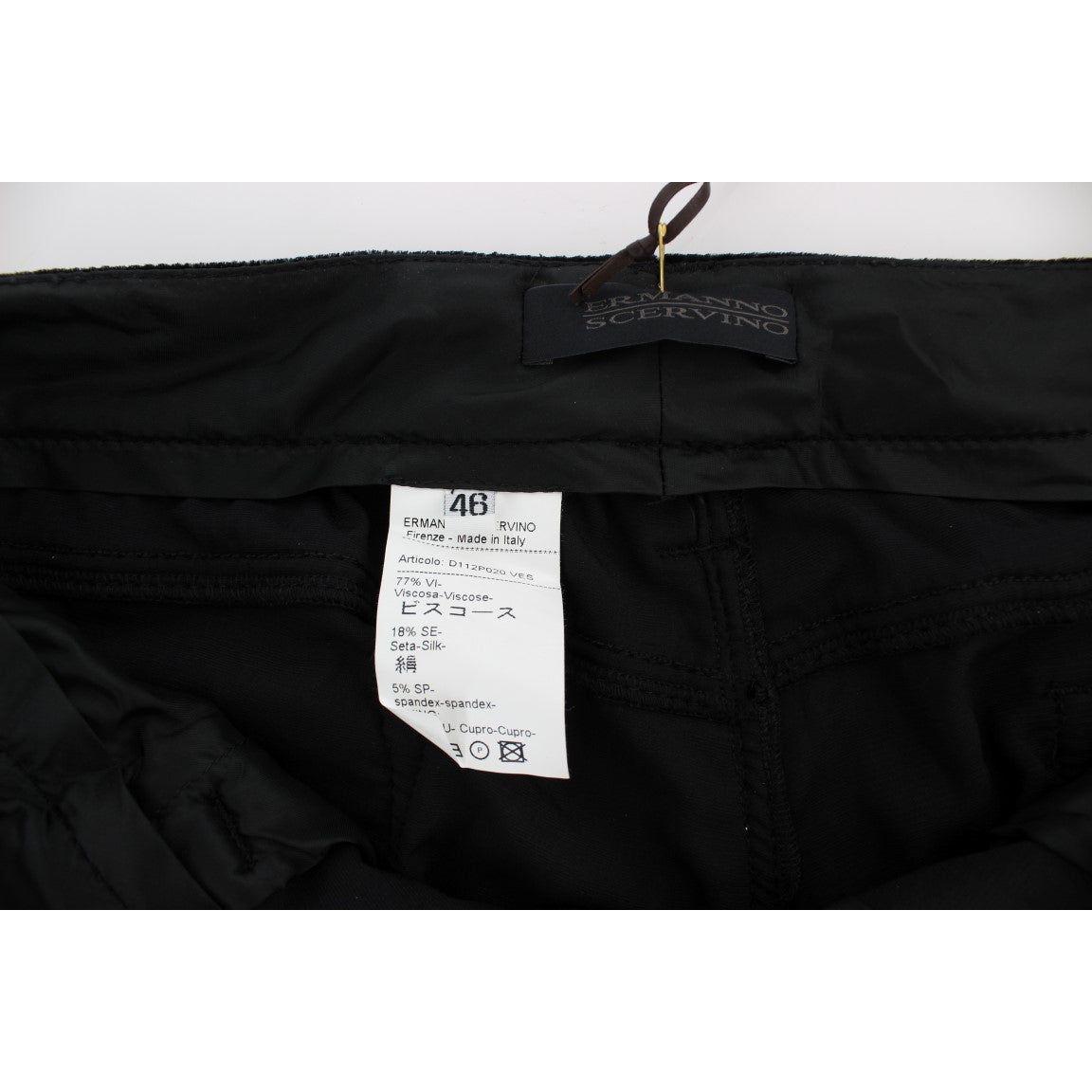 Ermanno Scervino Black Viscose Blend Velvet Slim Fit Pants Ermanno Scervino