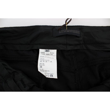 Ermanno Scervino Black Viscose Blend Velvet Slim Fit Pants Ermanno Scervino