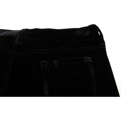 Ermanno Scervino Black Viscose Blend Velvet Slim Fit Pants Ermanno Scervino