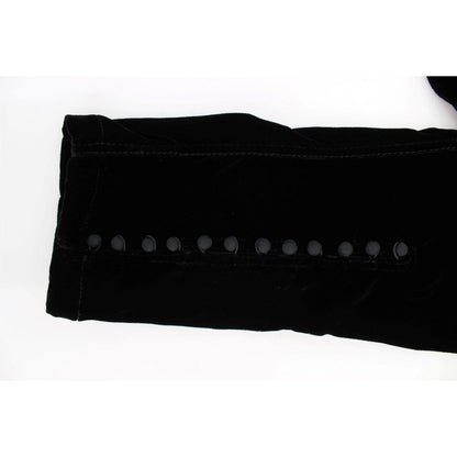 Ermanno Scervino Black Viscose Blend Velvet Slim Fit Pants Ermanno Scervino