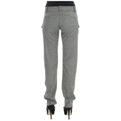 Ermanno Scervino Black White Checkered Cotton Casual Pants