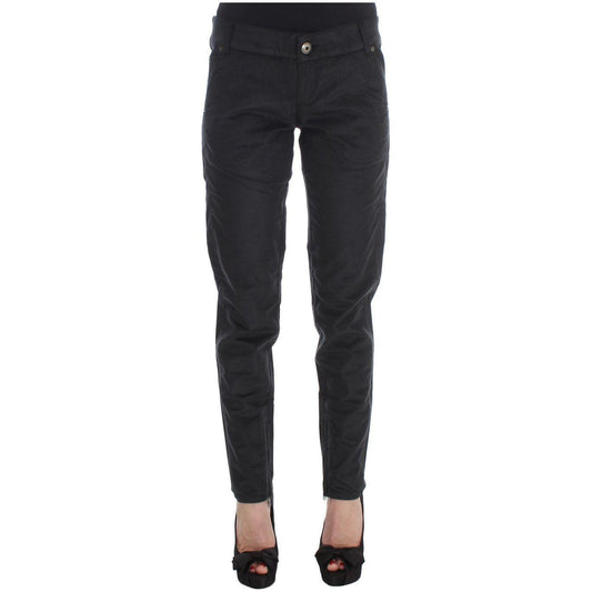 Ermanno Scervino Black Cotton Blend Regular Fit Pants Ermanno Scervino