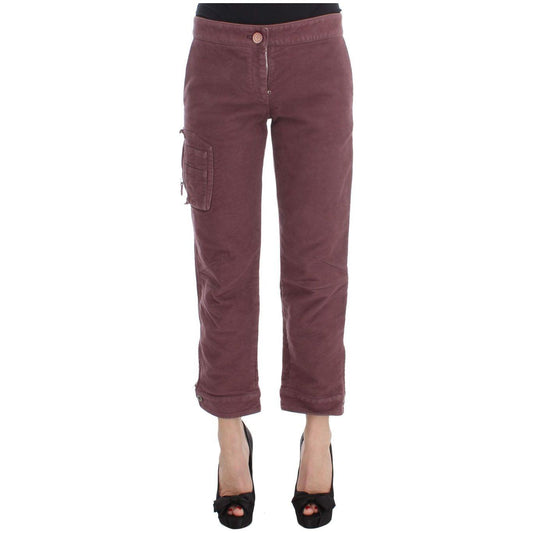 Ermanno Scervino Bordeaux Cotton Cropped Cargo Pants Ermanno Scervino