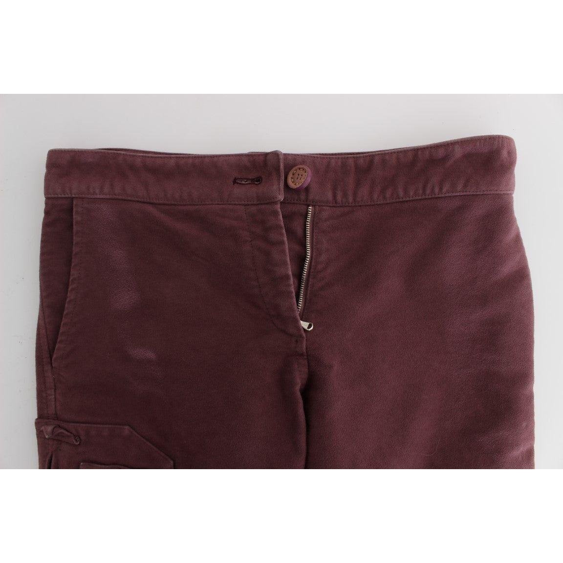Ermanno Scervino Bordeaux Cotton Cropped Cargo Pants