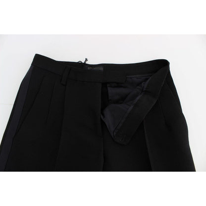 Ermanno Scervino Black Striped Cotton Blend Wide Legs Pants