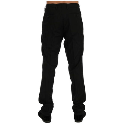 Dolce & Gabbana Black Striped Wool Stretch Pants Dolce & Gabbana