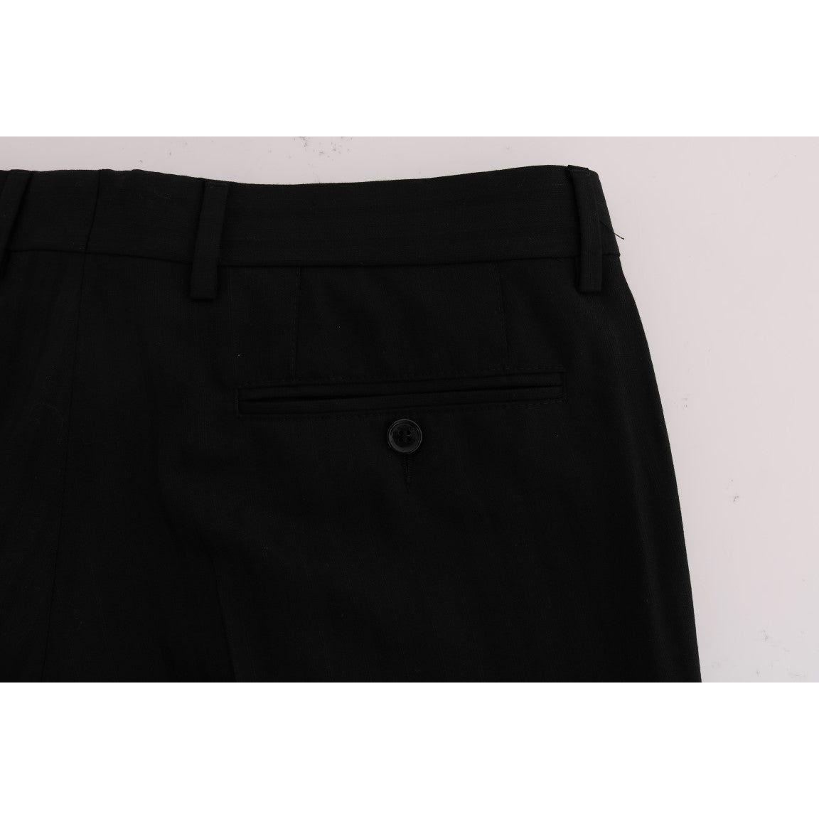 Dolce & Gabbana Black Striped Wool Stretch Pants Dolce & Gabbana