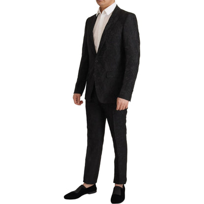 Dolce & Gabbana Black Brocade Formal 2 Piece MARTINI Suit Dolce & Gabbana