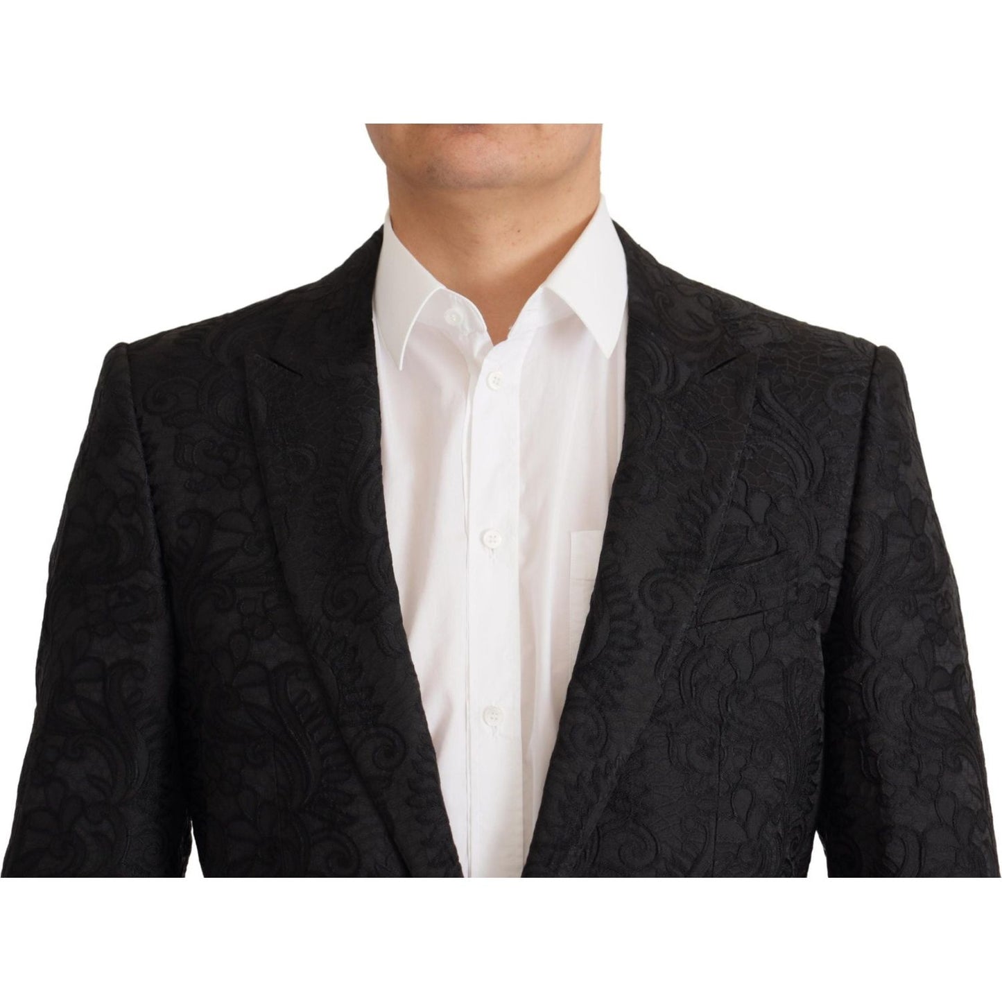 Dolce & Gabbana Black Brocade Formal 2 Piece MARTINI Suit Dolce & Gabbana