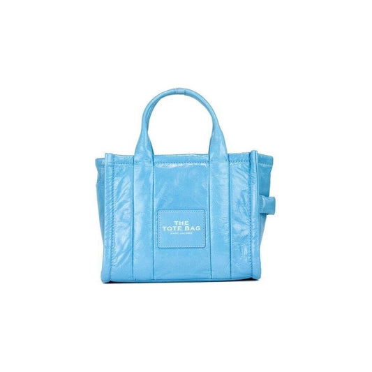 Marc Jacobs The Shiny Crinkle Mini Tote Air Blue Leather Crossbody Handbag Purse Marc Jacobs