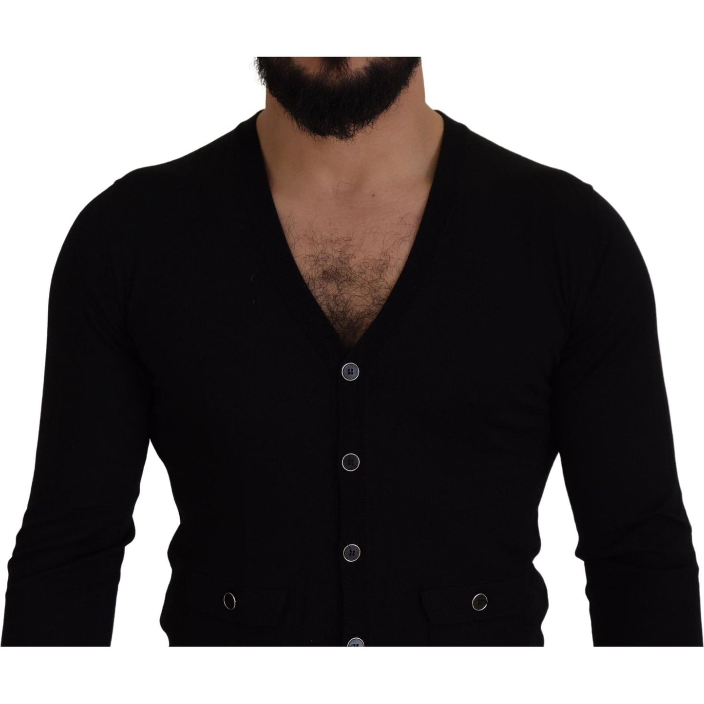 Dolce & Gabbana Black Wool Button Down Cardigan Sweater Dolce & Gabbana