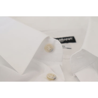 Dolce & Gabbana White Cotton Peacock Feather Formal GOLD Shirt Dolce & Gabbana