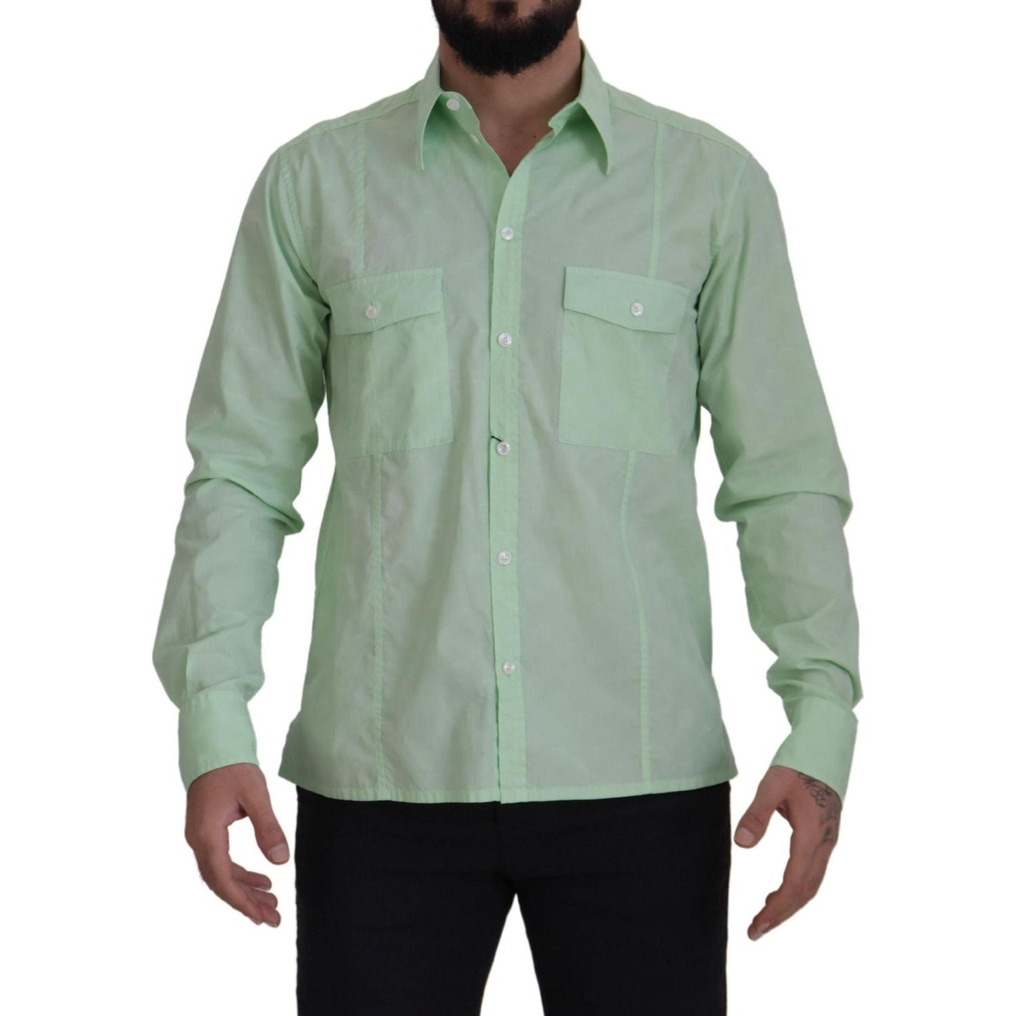 Dolce & Gabbana Mint Green Long Sleeves Button Down Shirt Dolce & Gabbana