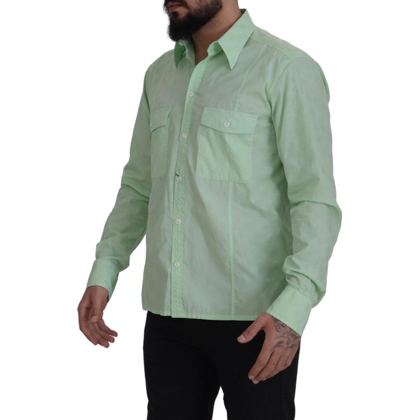 Dolce & Gabbana Mint Green Long Sleeves Button Down Shirt Dolce & Gabbana