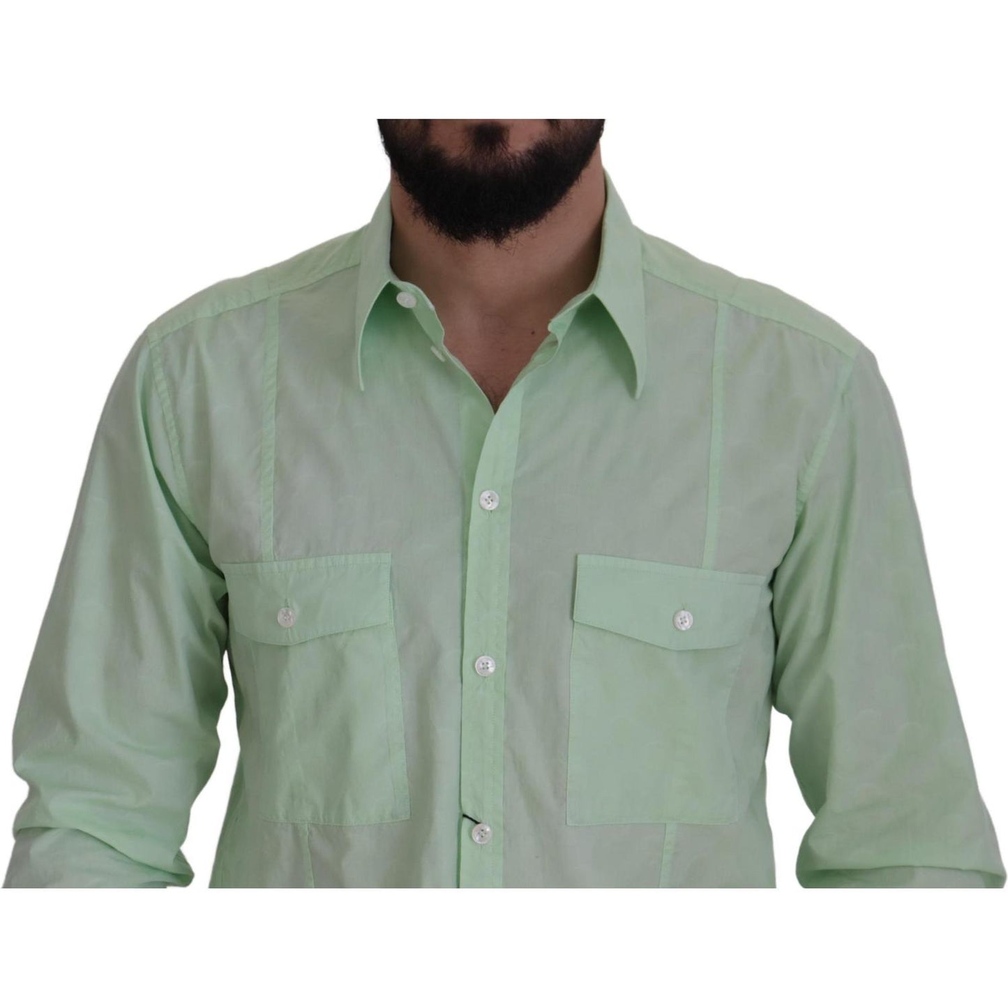 Dolce & Gabbana Mint Green Long Sleeves Button Down Shirt Dolce & Gabbana