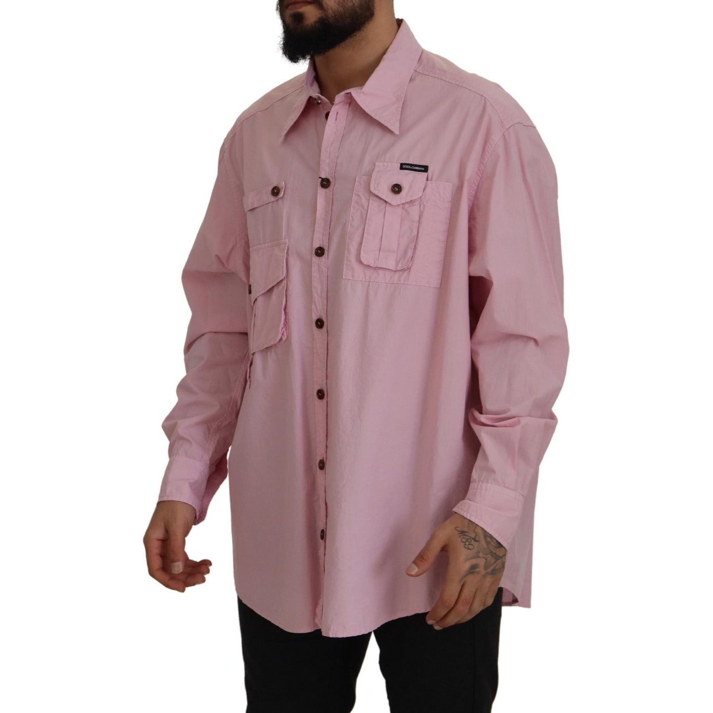 Dolce & Gabbana Pink Casual Button Down Long Sleeves Shirt Dolce & Gabbana