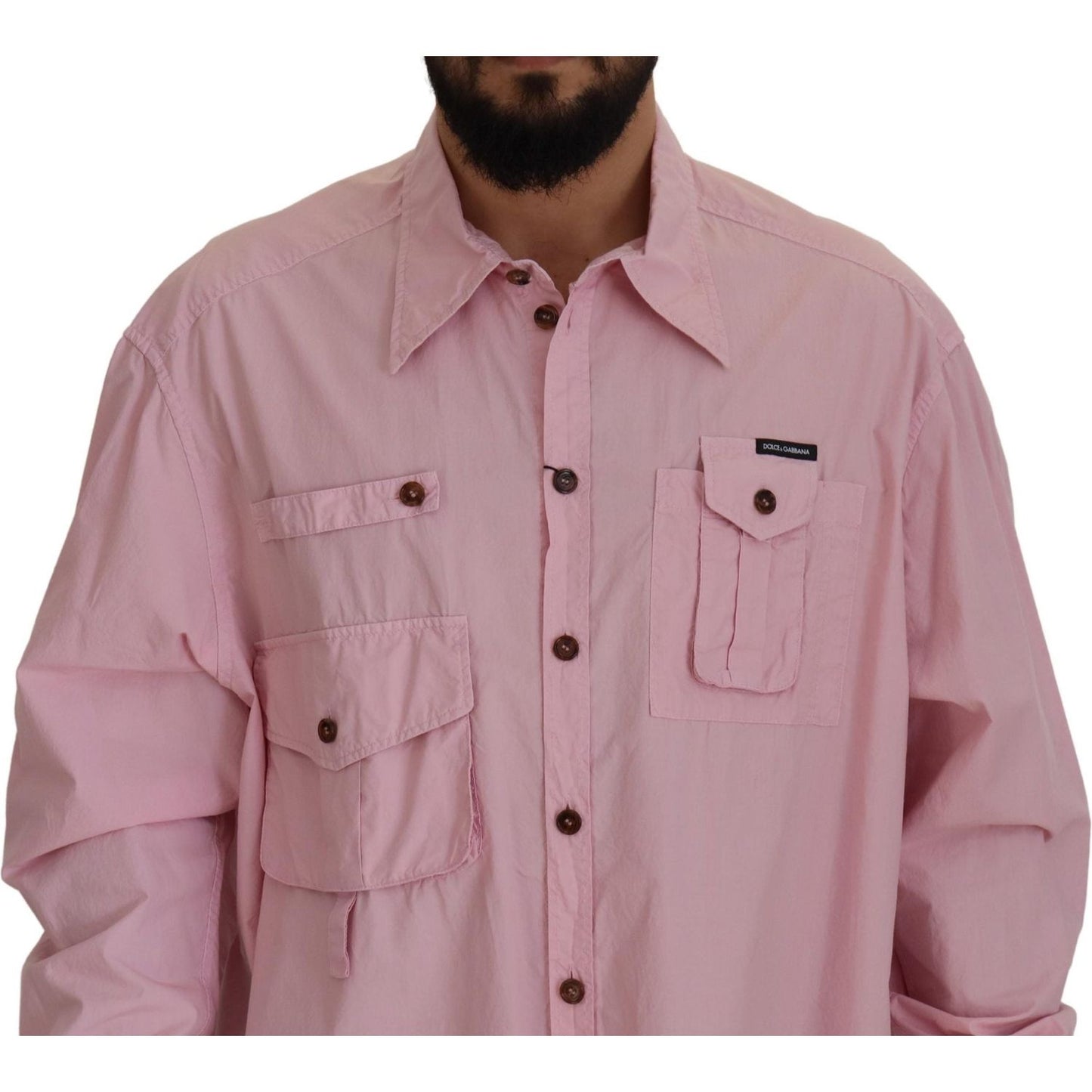 Dolce & Gabbana Pink Casual Button Down Long Sleeves Shirt Dolce & Gabbana