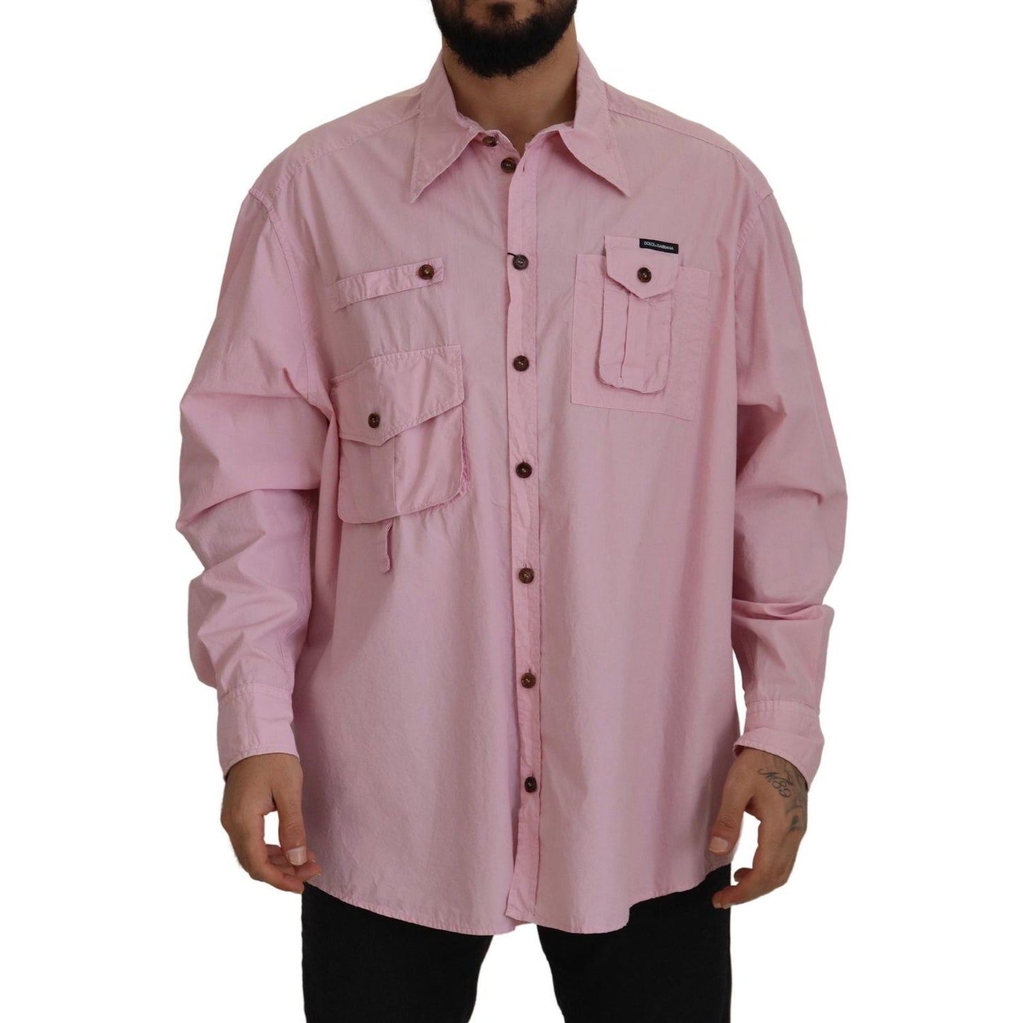 Dolce & Gabbana Pink Casual Button Down Long Sleeves Shirt Dolce & Gabbana