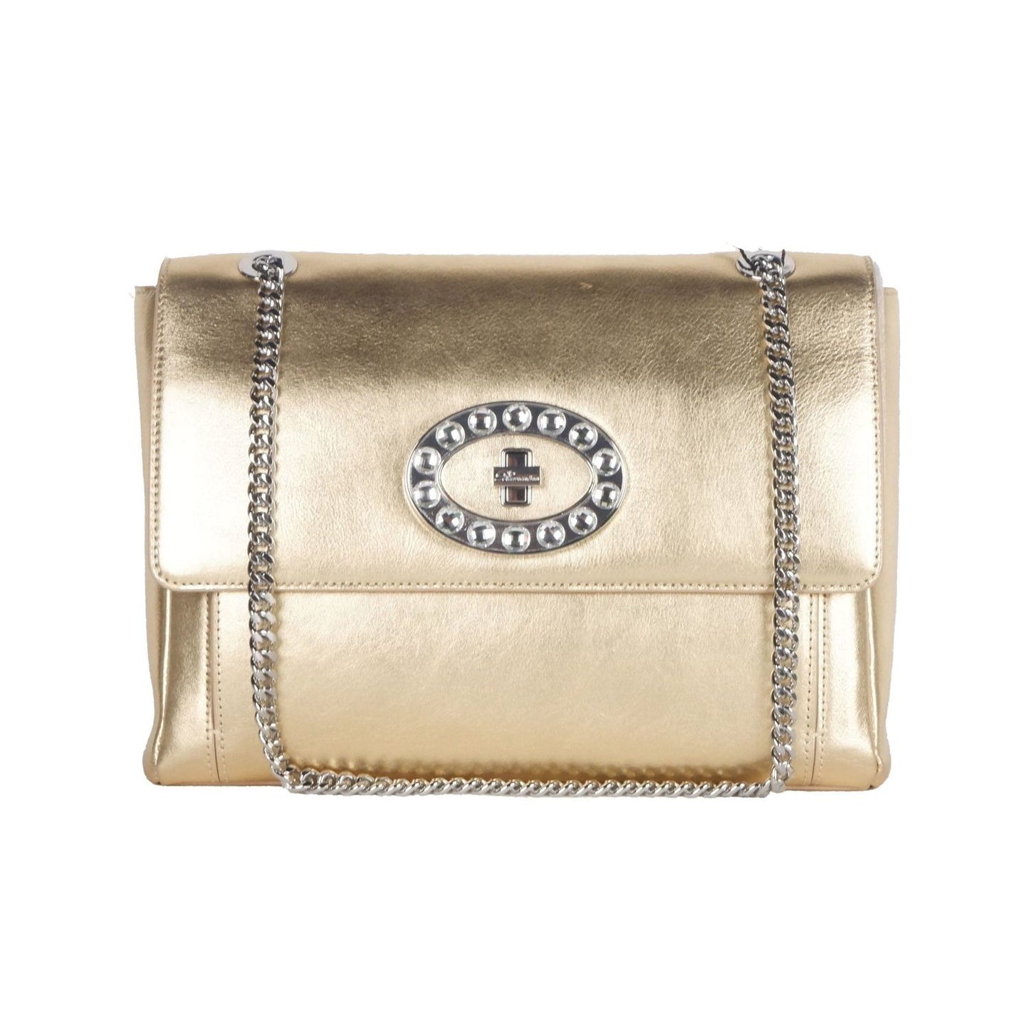 Blumarine Gold Leather Shoulder Women Bag Blumarine
