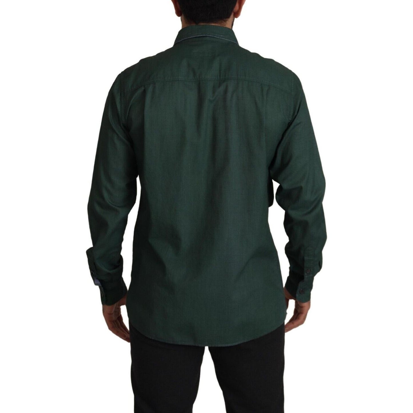 Dolce & Gabbana Dark Green Button Down Long Sleeves Shirt Dolce & Gabbana