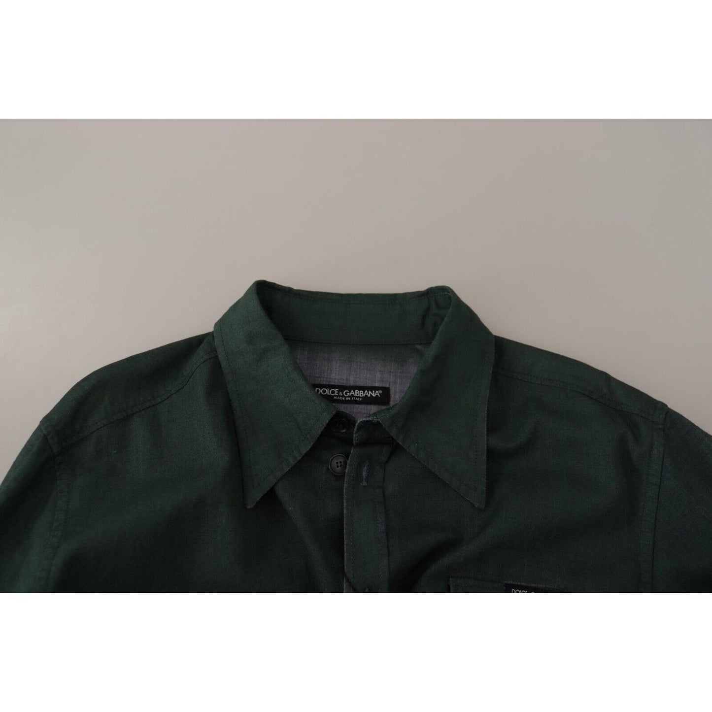 Dolce & Gabbana Dark Green Button Down Long Sleeves Shirt Dolce & Gabbana