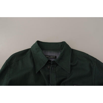 Dolce & Gabbana Dark Green Button Down Long Sleeves Shirt Dolce & Gabbana